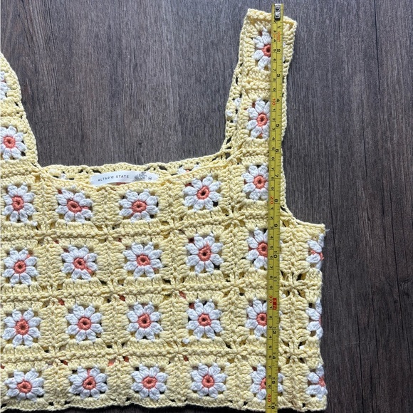 Altar'd State Yellow Floral Crochet Tank Top - Picture 4 of 5